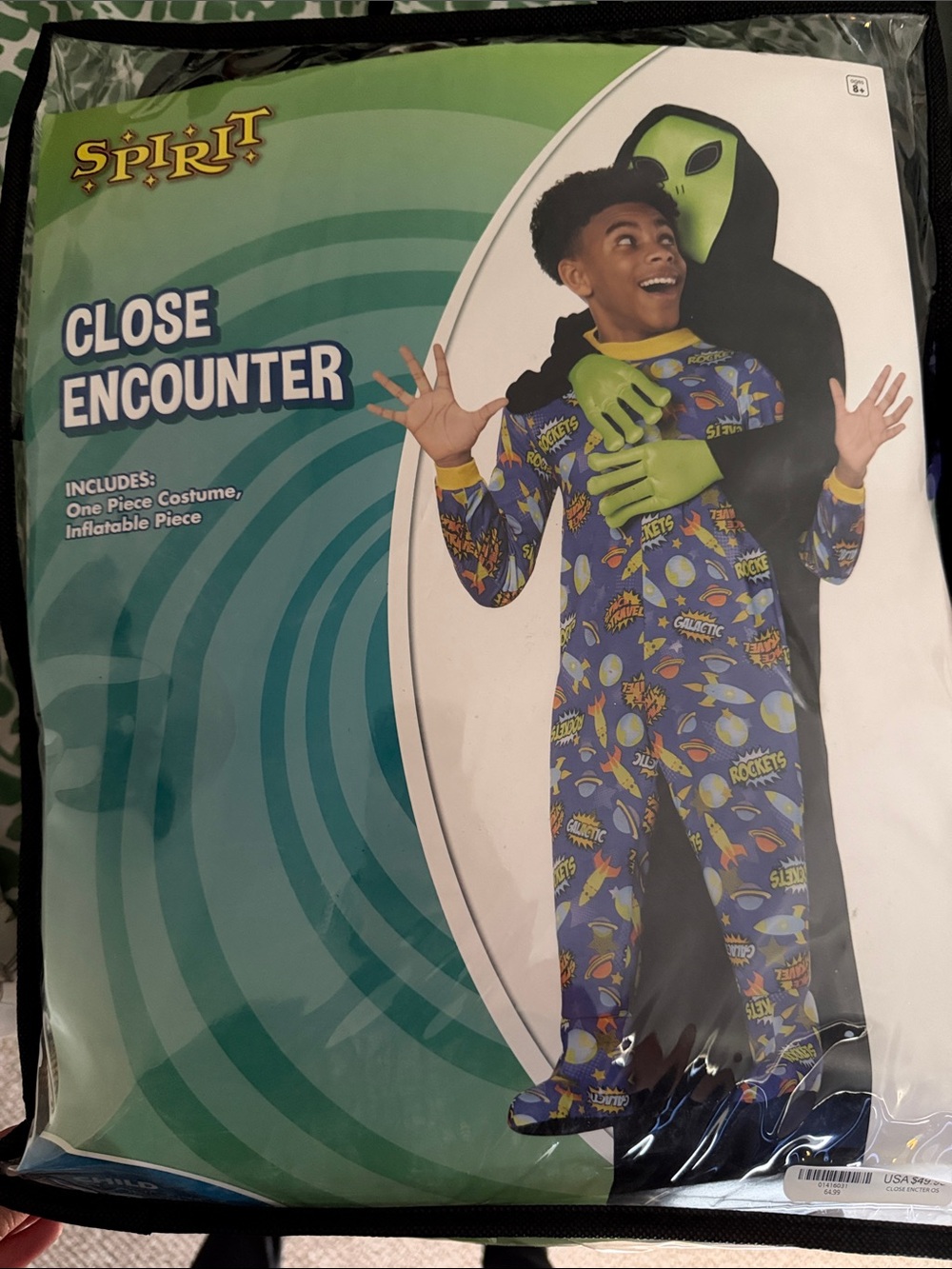 Spirit Close Encounter Kids Costume - Blue Jumpsuit with Green Alien